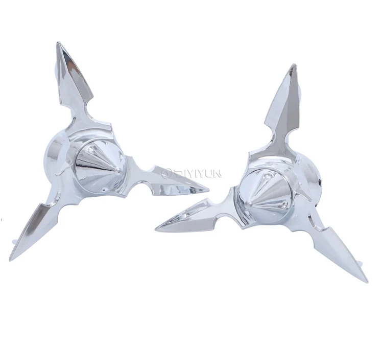One Pair Spun Blade Spinning Chrome Front Axle Capp Nut Cover for Harley softail dyna sportster touring trike Road King