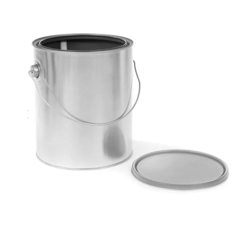 5L Round Empty Metal Tin Can With Lever Lid Paint and Adhesive Packing Boxes for Motor Oil Chemical Jars