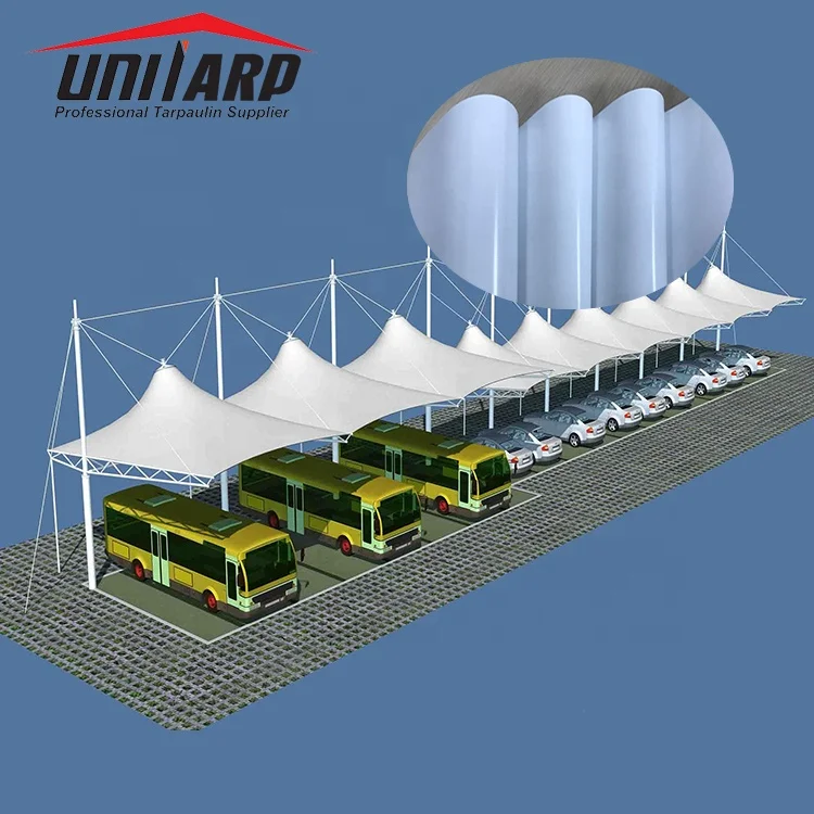 1050g 1250g 1000*1300D FR PVC PVDF/Acrylic Tensile Tent Membrane Structure Fabric, Tent PVC Tarpaulin Roof Structures