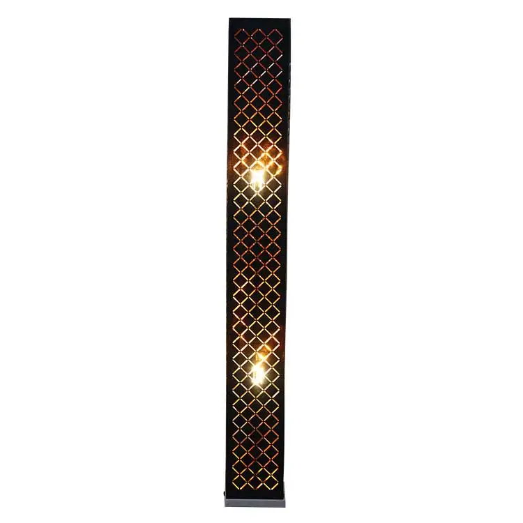 
New product Rattan Square Fabric Standing Floor Lamp Fabric Satin nickel Finish Base Floor Lamp For Bedroom 