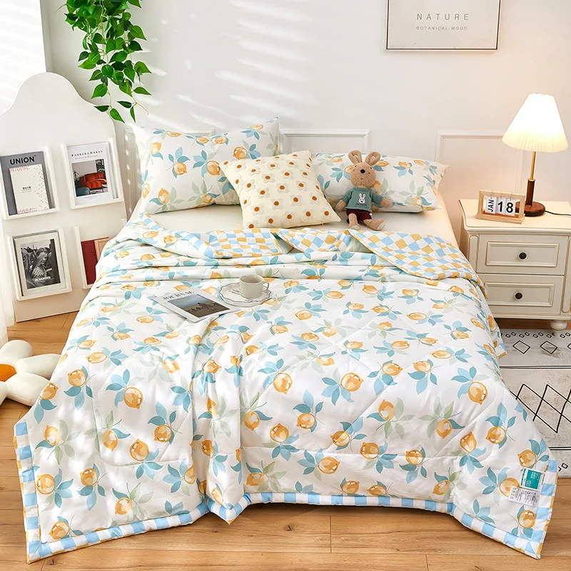 Wholesale Custom Luxury Printed Microfiber Cotton Cooling Fiber Quilt Quilts Floral Bedspreads Bedspread Sets For Summer Home