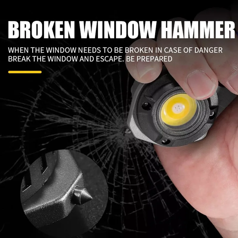 Rechargeable 7 Modes Mini Magnetic Torch Light Emergency Multifunctional Tools Keychain Flashlight With Cigarette Lighter