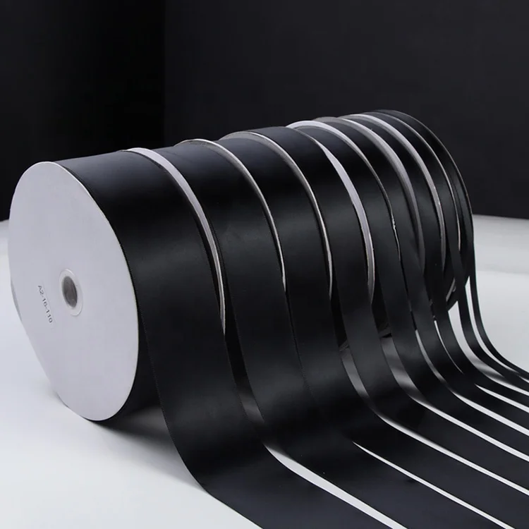 High Quality 0.3cm-8cm Sizes Stock Black And Multicolor DIY Party Wedding Polyester Gift Box Silk Ribbon