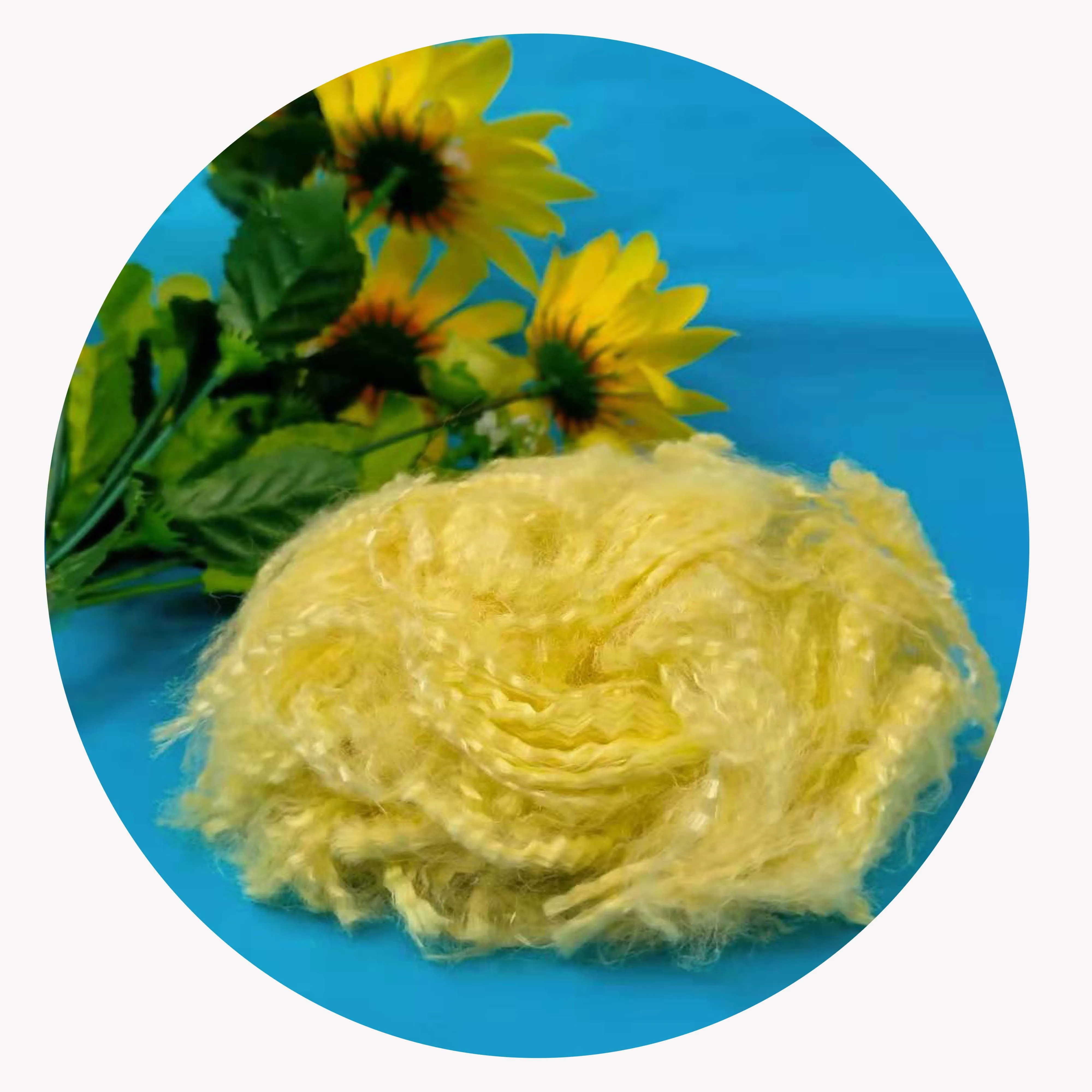 Необработанное золотистое желтое Высокопрочное 1414 пара арамидного штапельного волокна для нетканого материала