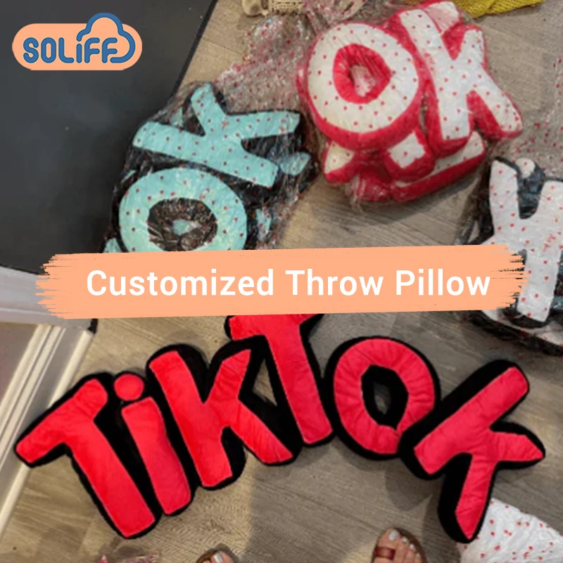 Fluffy Stuffed Custom Logo Original design soft plush material letter pillow for decorative
