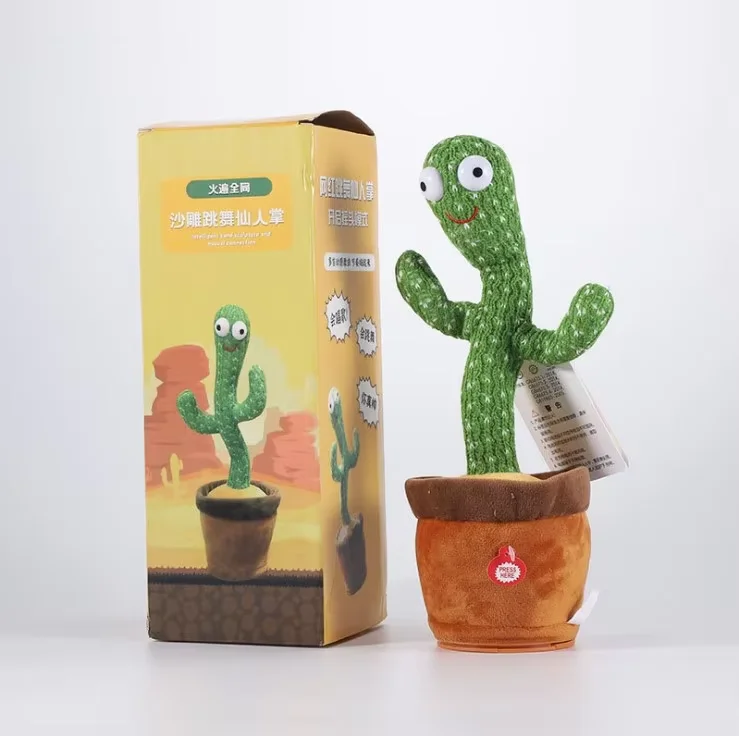 Hot Selling Christmas Gft Singing Dancing Saxophone Cactus Plush Toys Recording Toy Electric Dancing Cactus Toy