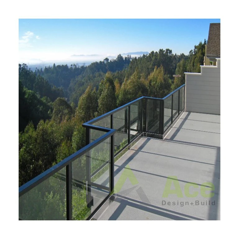 ACE Framed Glass Railing Aluminum Profile Post and Hnadrail Stair Balcony Railing System