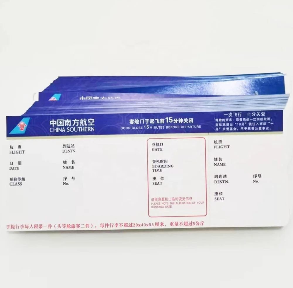 OEM company cheap flights tickets thermal paper tickets used in airport