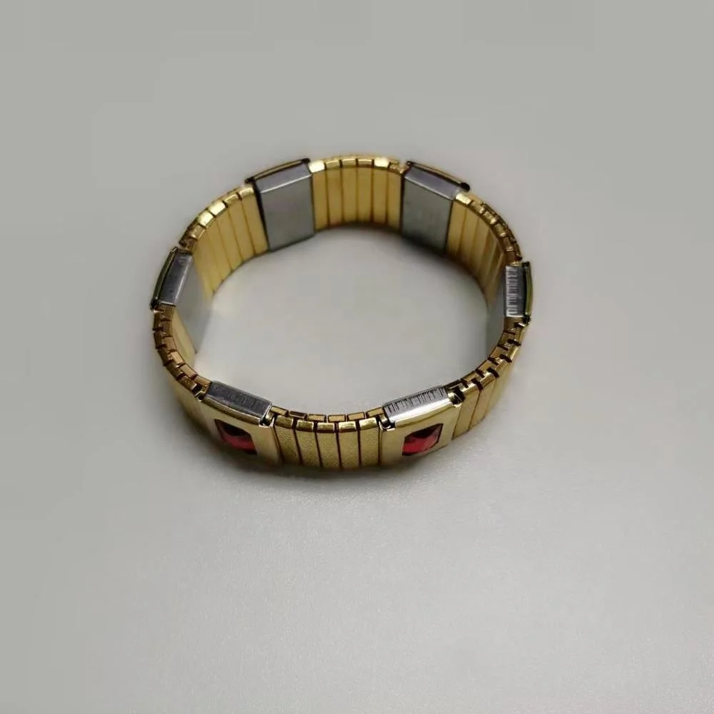Wholesale gold stainless steel elastic bio magnetic bracelet with different color energy stone