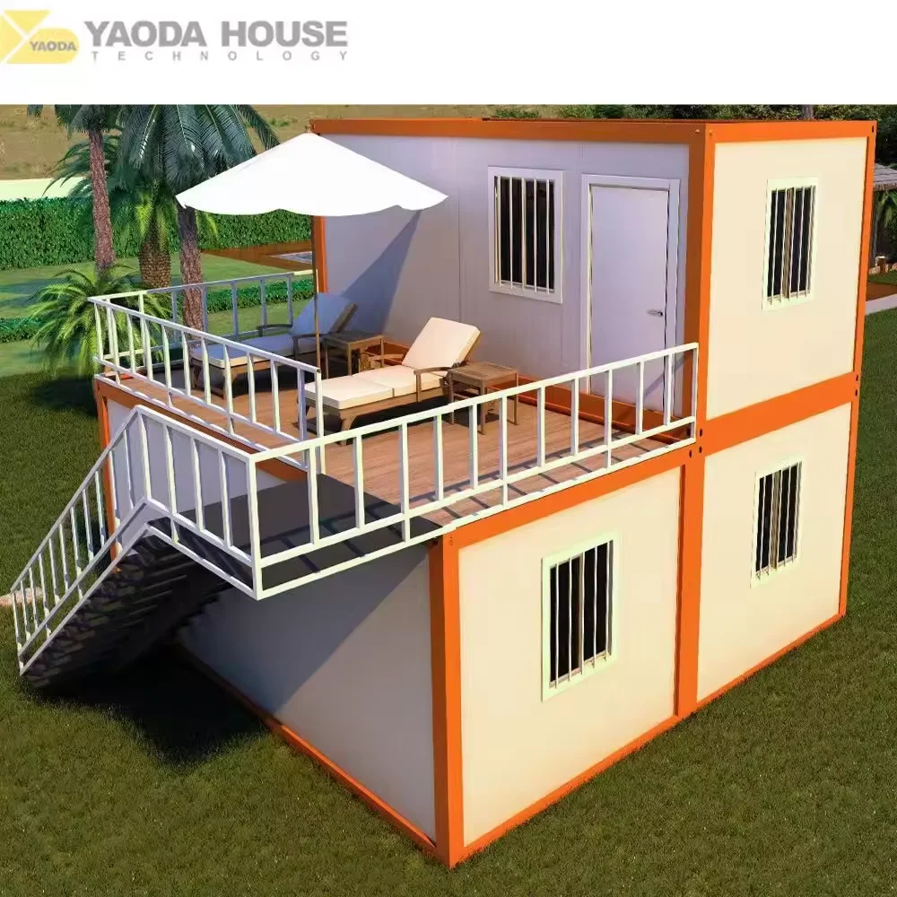 2 Story Modern Modular Metal Pre Built Prefab Tiny Shipping Flat Packed / Assemble /Foldable Container House Homes for Sale