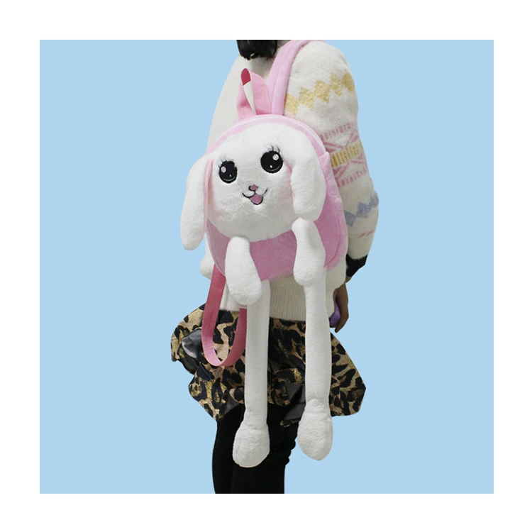 Kawaii Japanese White Rabbit Bunny Backpack School Shoulder Bag Plush Toy Kids Children Girls Girlfriend Student Birthday Gifts