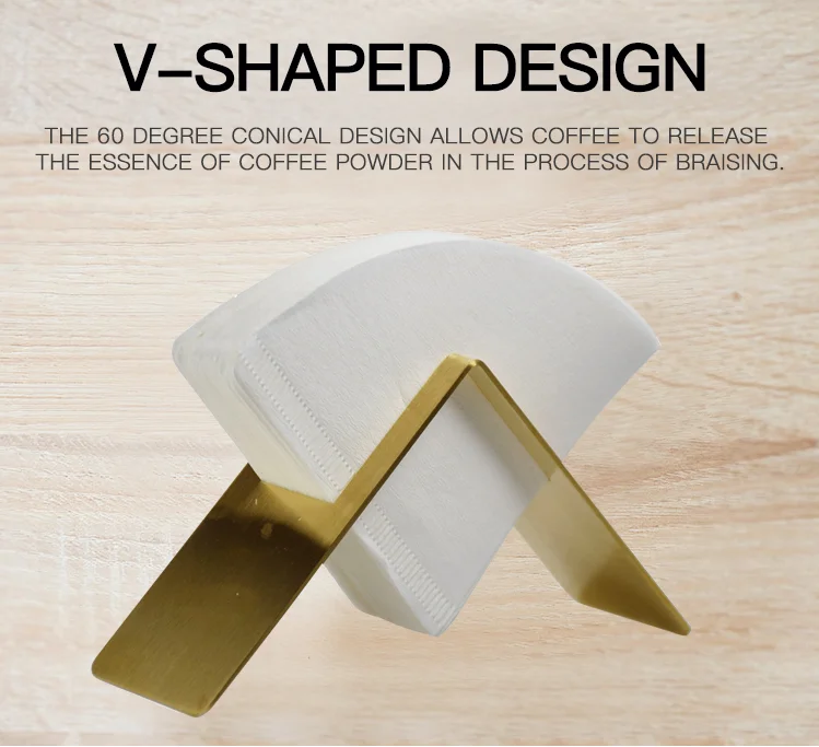 New Model Customized Make Filter Paper Coffee V2 Paper Filter Drip Paper Cone Shape Coffee Tools