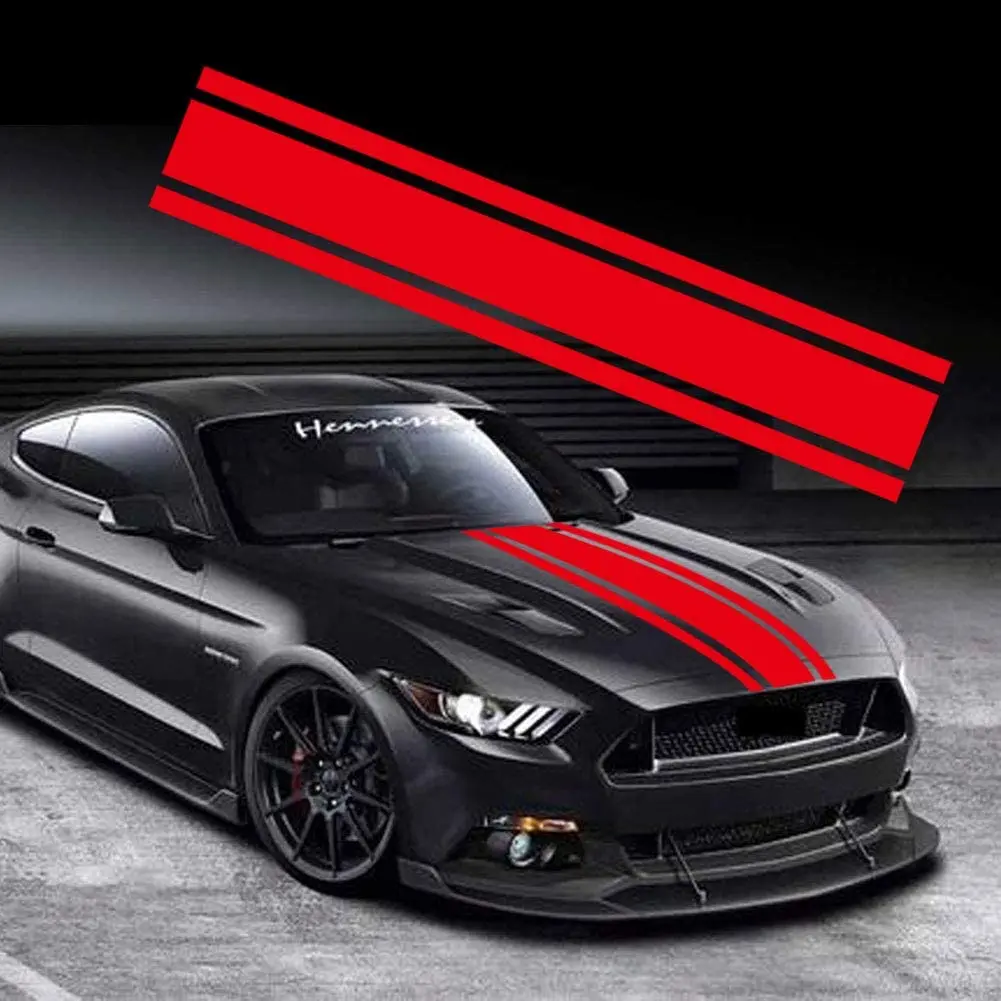 Car Hood Stripe Sticker Auto Racing Stripes Body Side Decal Hood Vinyl Stripe Sticker Decoration for Car Vehicles