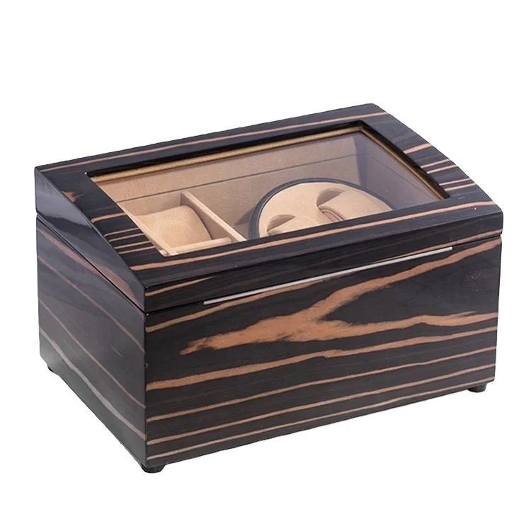 fingerprint smith battery operated lcd display mainspring mechanical bey-berk 4 display storage double automatic watch winder