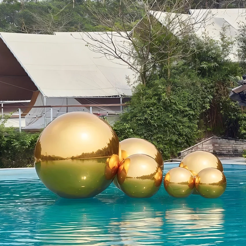 Christmas decorations floating reflective ball hanging inflatable silver mirror shiny balls metallic balloons advertising