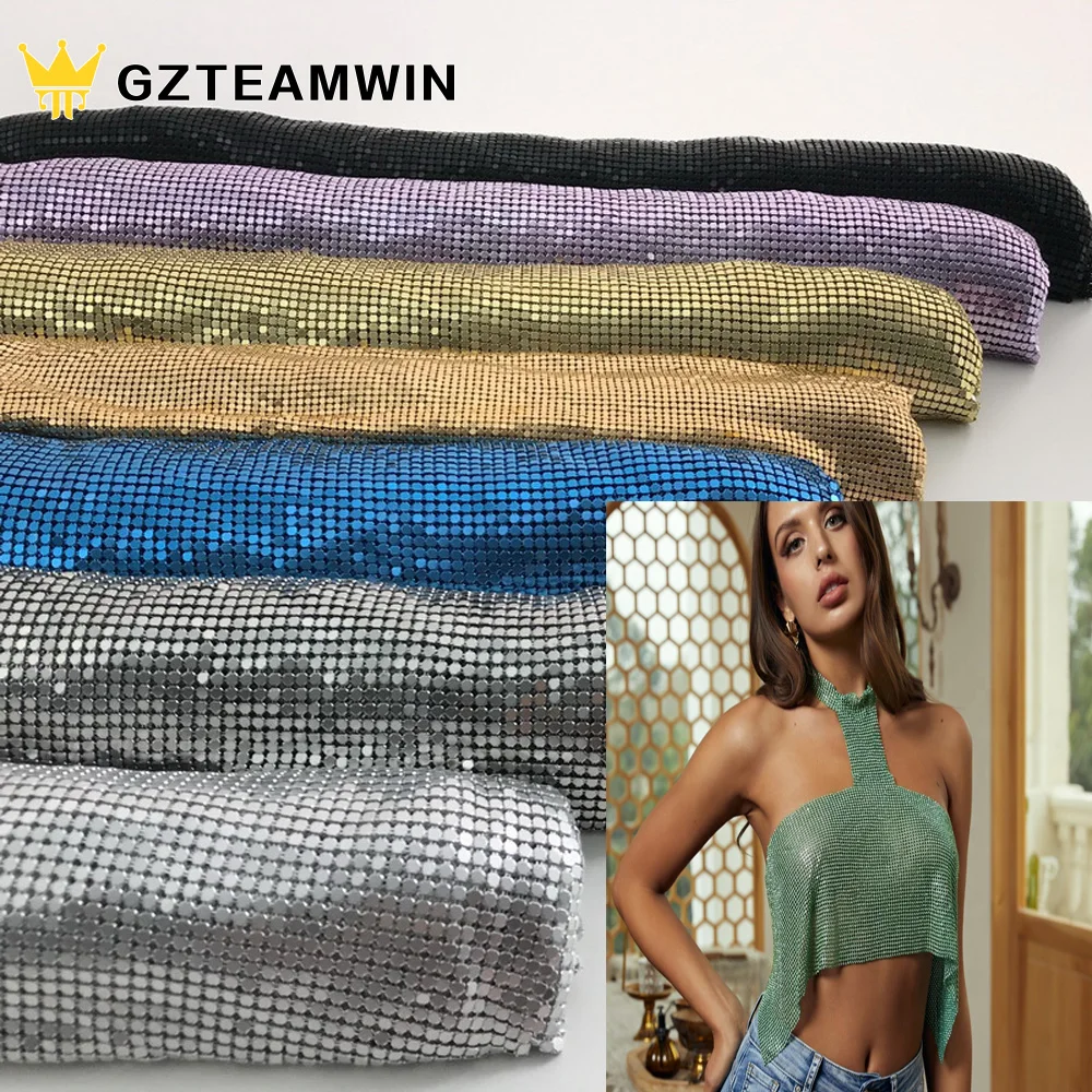 Electroplated Aluminum Mesh Metal Dress Bags Clothing Accessories Metallic Sequin Mesh Fabrics for nightclub