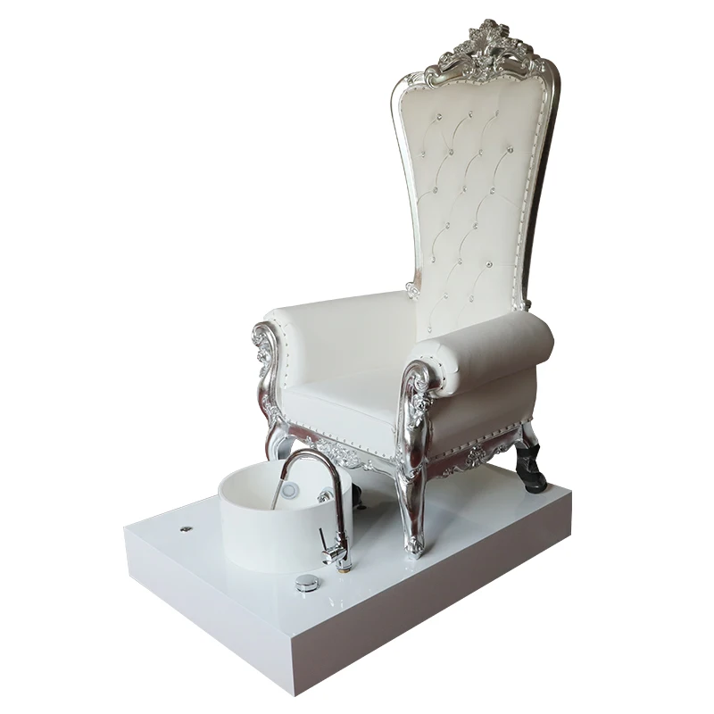 Up To Date New Product Beauty Spa White Nail Salon Equipment King Throne High Back Pedicure Chair Queen Furniture For Nail Shop