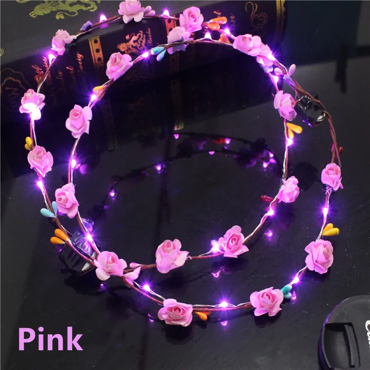 Flashing flower crown headbands party women hair accessories Led garland for party festival