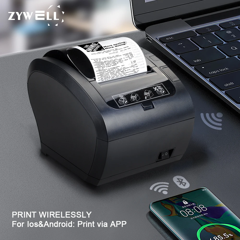 ZYWELL ресторанный гостиничный Магазин 80 мм Термопринтер ZY306 usb wifi бесшумный чековый принтер pos