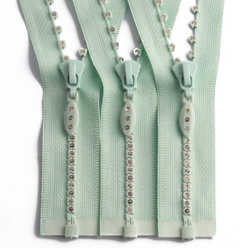 New design Cremallera plastic Shiny Diamond zipper #5 custom Diamond plastic zipper Rhinestones Zippers