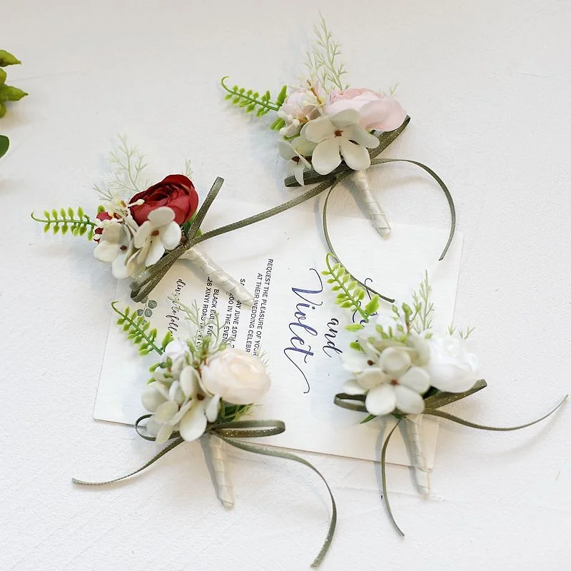 Corsage and Boutonniere Wedding Corsage Boutonnieres Corsage Boutonniere for Wedding Flowers Accessories Prom Suit Decor