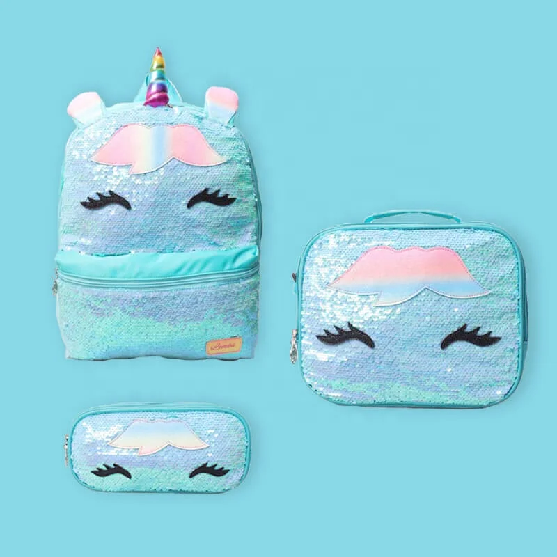 Primary Cartoon Cute Unicorn Teenage Girls Pen Bag Lunch Box School Bags Kids Backpack Sets