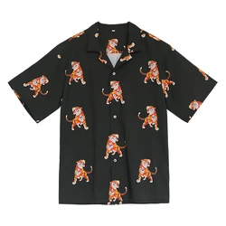 China Factory Wholesale Custom Streetwear Loose Fashion Short Sleeve Beach Men Printed summer beach Shirts