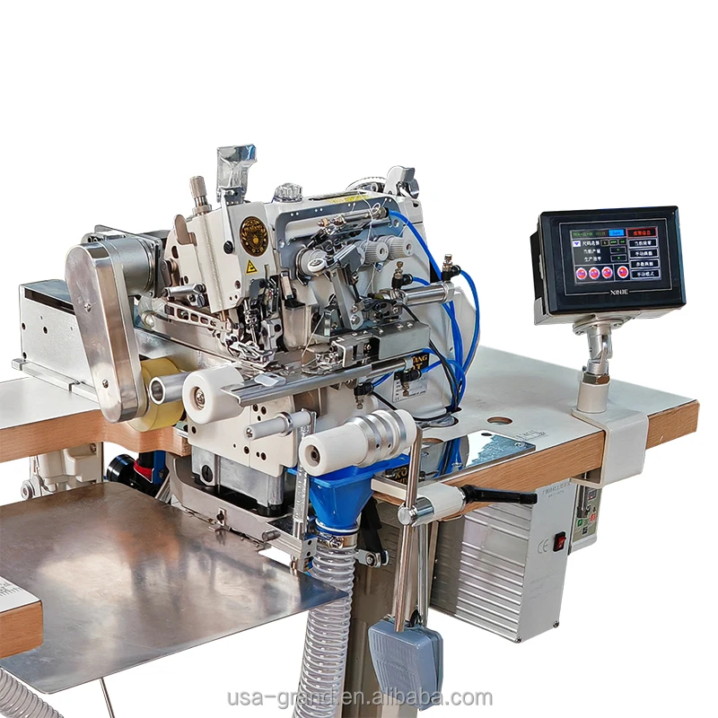 Automatic T-shirt round neck-hoodie ribbed collar/hem overlock sewing machine AC1601(for Knit Collars Cuffs)GRAND sewing machine