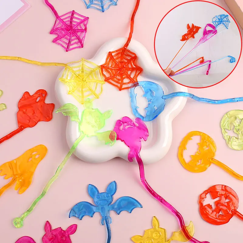 Novelty Decompression Toy Elastic Palm Spider Web Pumpkin Ghost Halloween Creative Trick Wall Climbing Sticky Telescopic Toy