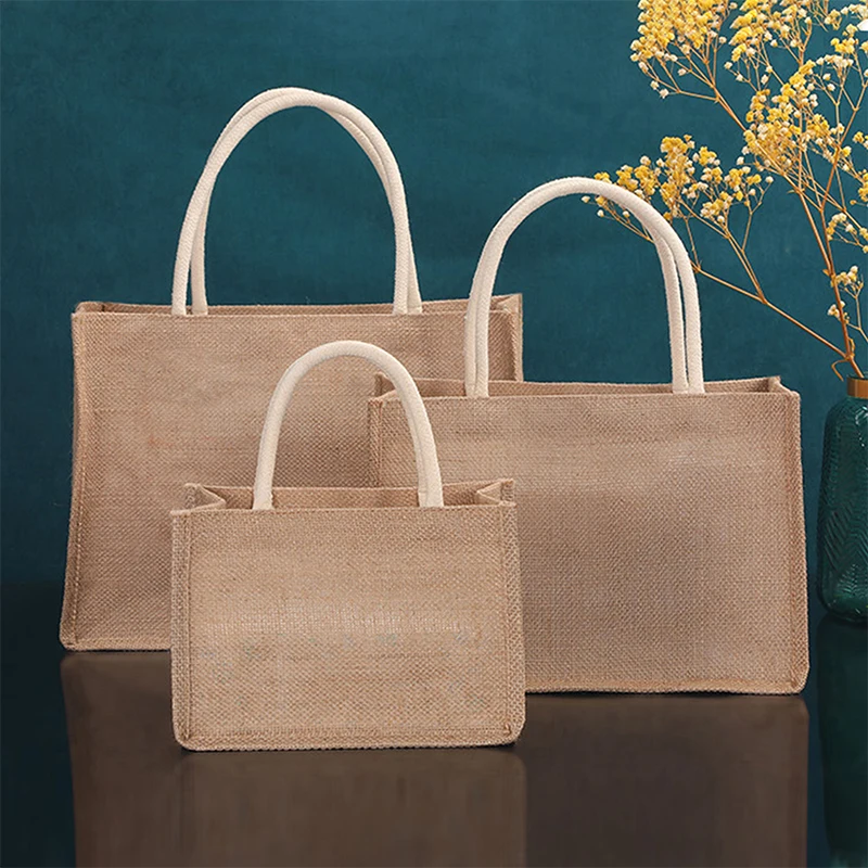 Diy environmental  shopping bag storage linen large capacity jute bag