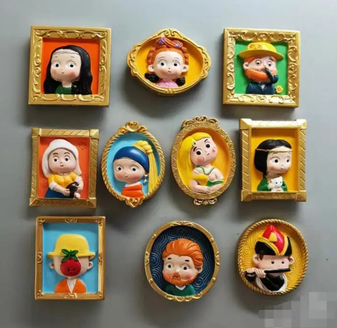 World Famous Painting Variout Styles Photo Frame Refrigerator Magnets, Customized Different Countries 3D Painting Fridge Magnets