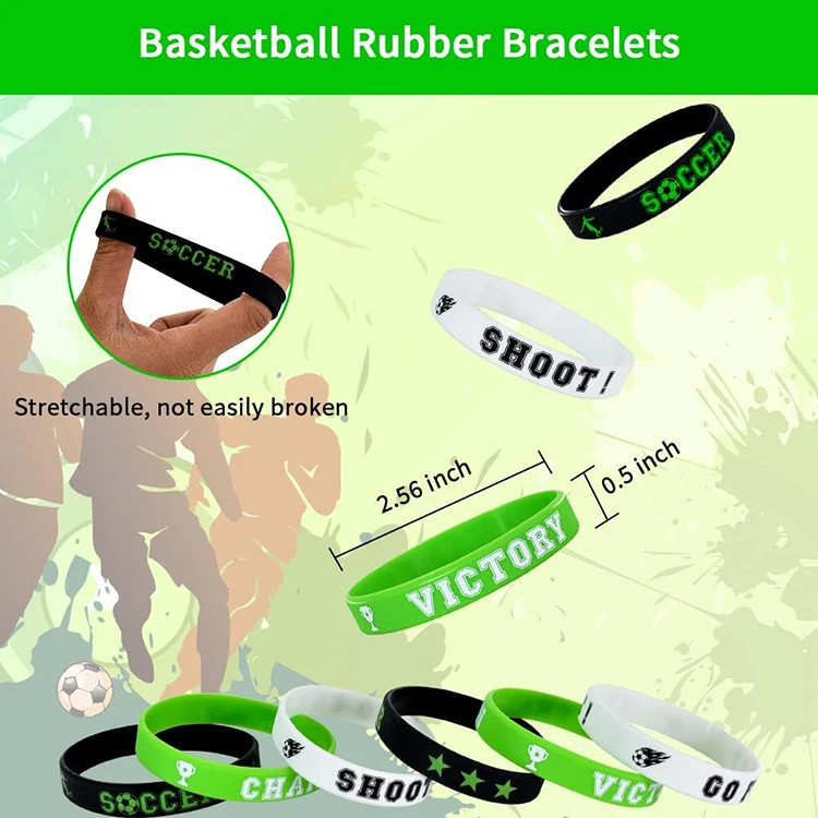 Custom green rubber basketball team  wristband promotional gift nba silicone bracelet for basketball fans