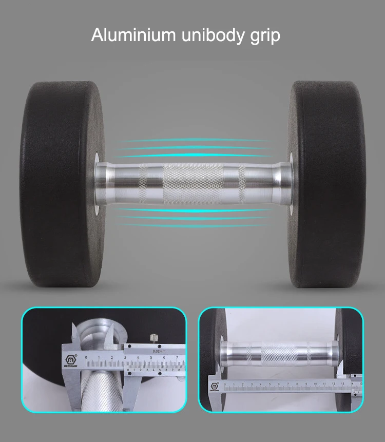 High Quality Weightlifting Commercial Gym Equipment 2.5kg-50kg Rubber Fixed Dumbbell For Bodybuilding