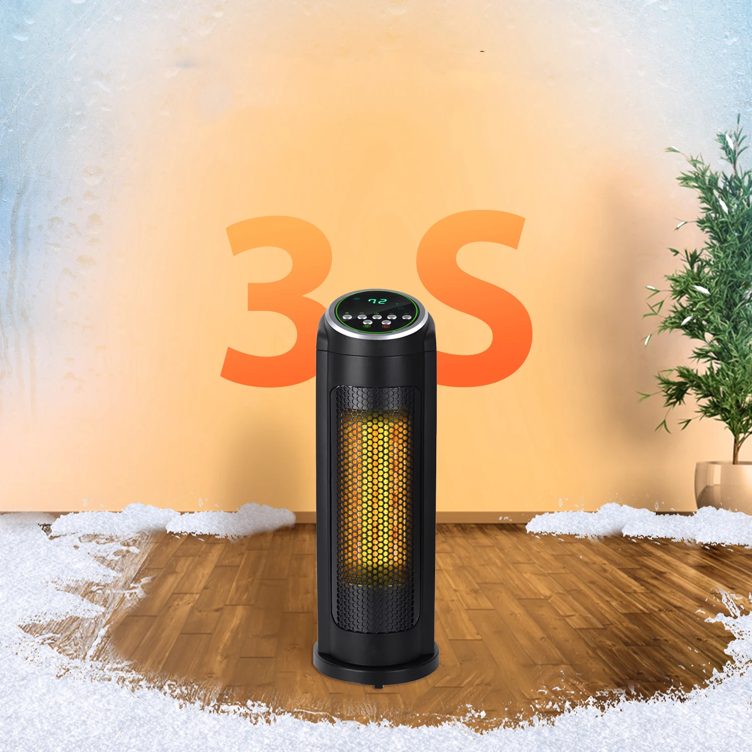 1000W 1500W PTC Ceramic Digital Freestanding Portable Indoor Bedroom Electric Room Tower Space Heater with Oscillation