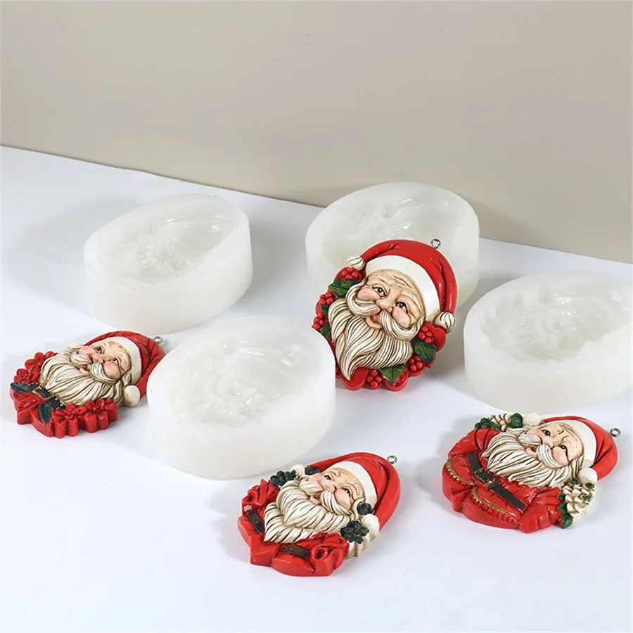 Christmas DIY handicraft pendant Santa Claus tag Silicone mold Christmas decoration accessories