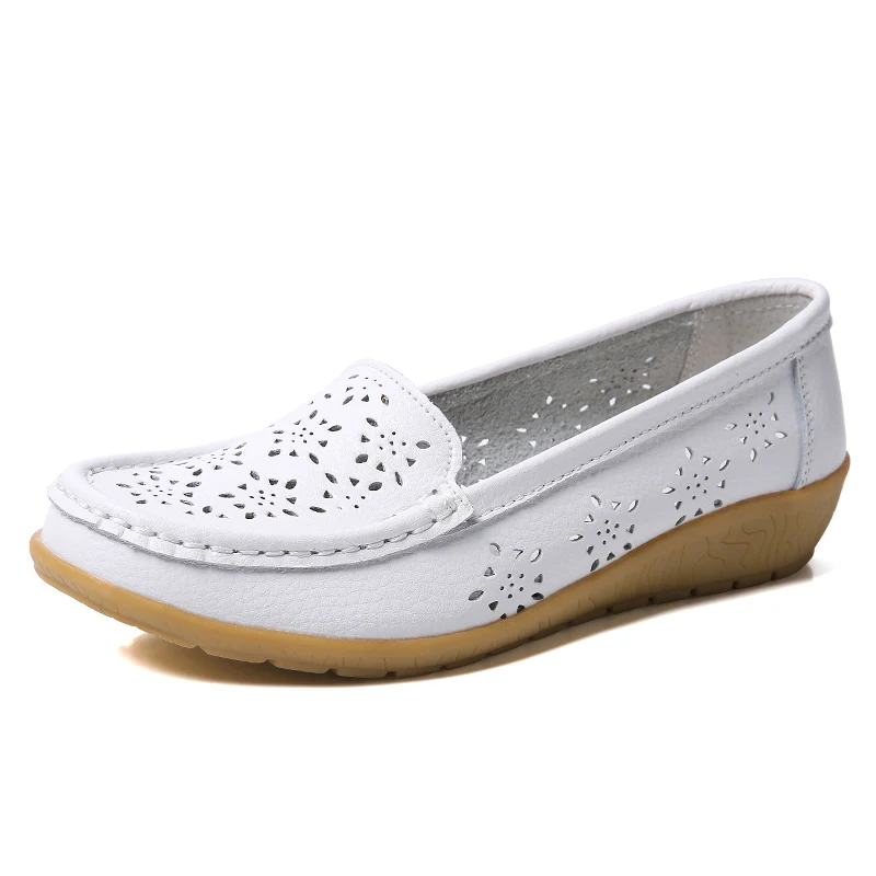 New Arrival Latest Design Quality Large Size Customize Logo Wholesale Women Genuine Leather Flat Shoes Loafers