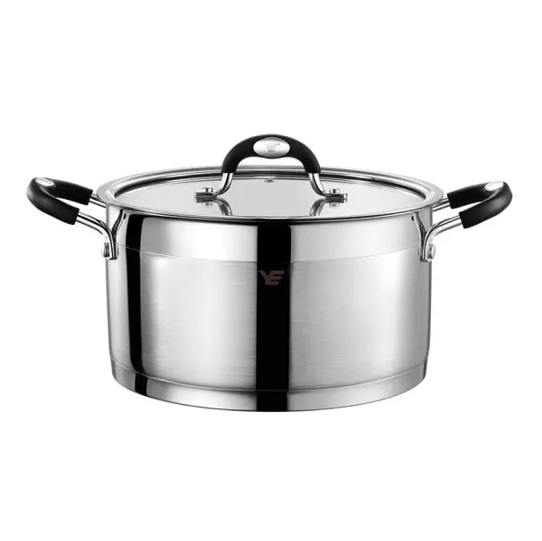 
ready to ship 20x11cm 3.4liter stainless steel 18-10 304 food safe casserole with glass lid and induction bottom 