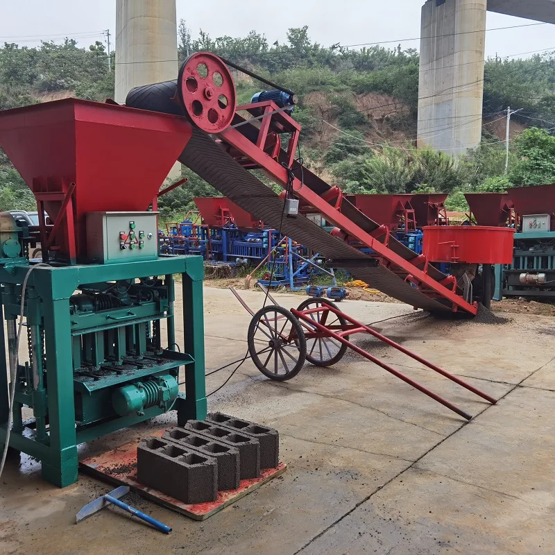 low price semi automatic electric interlocking hollow concrete block brick making machinery
