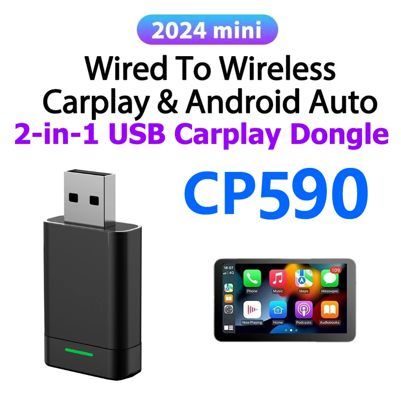 2024 тренд в США Корея 2 1 USB мини-адаптер Carplay 5 0 portatil CP590 конвертируемый проводной беспроводной адаптер CarPlay для iPhone