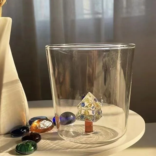 Transparent glass round mouth design water cup Marine animal shaped glass