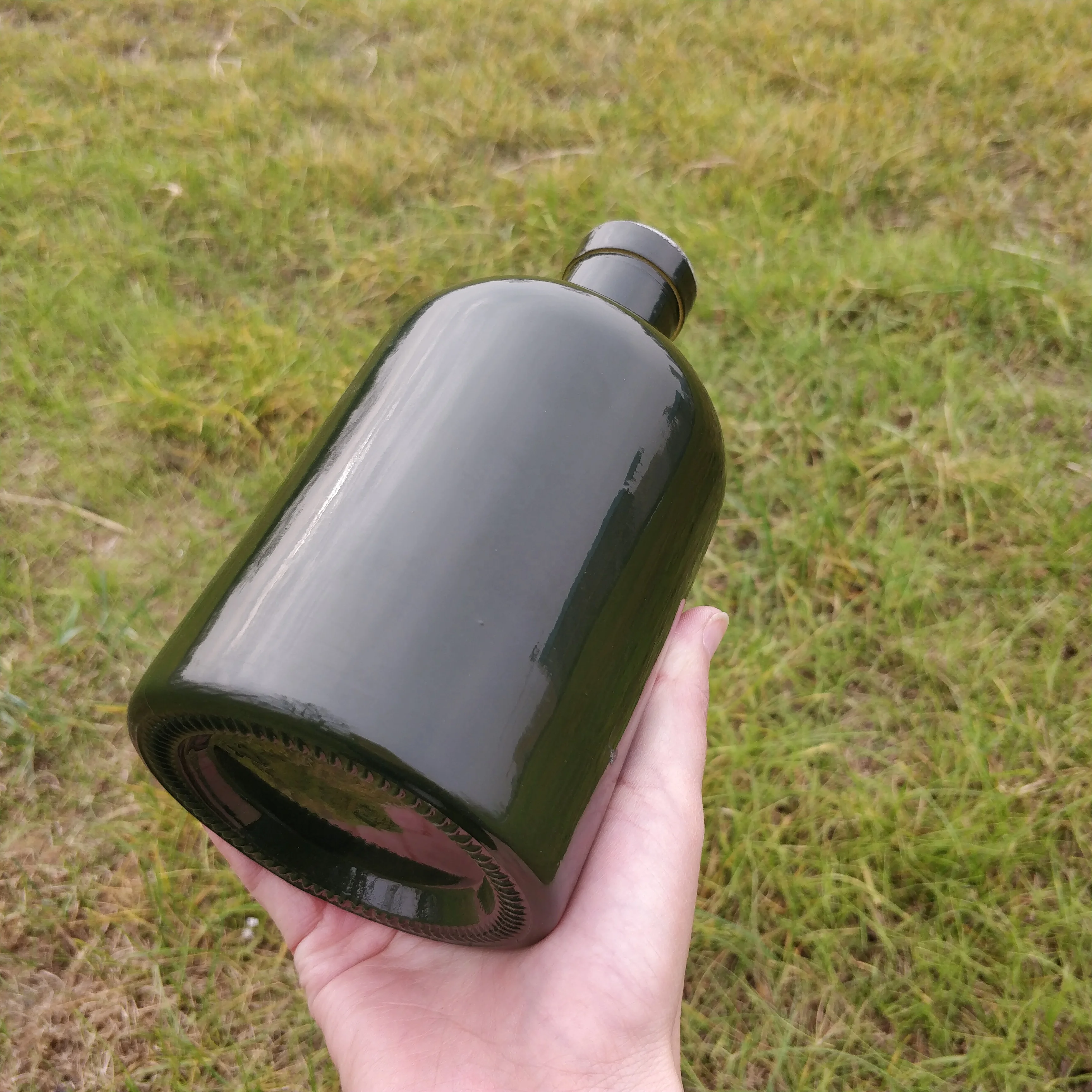 RSG ликер Бутылка круглая форма армейский зеленый покрытием 50cl Текила бутылка 700 мл Джин цветные стеклянные бутылки