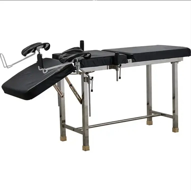 Stainless Steel Clinic Couch Medical Hospital Obstetric Bed Manual Operation Gynaecological Delivery Table
