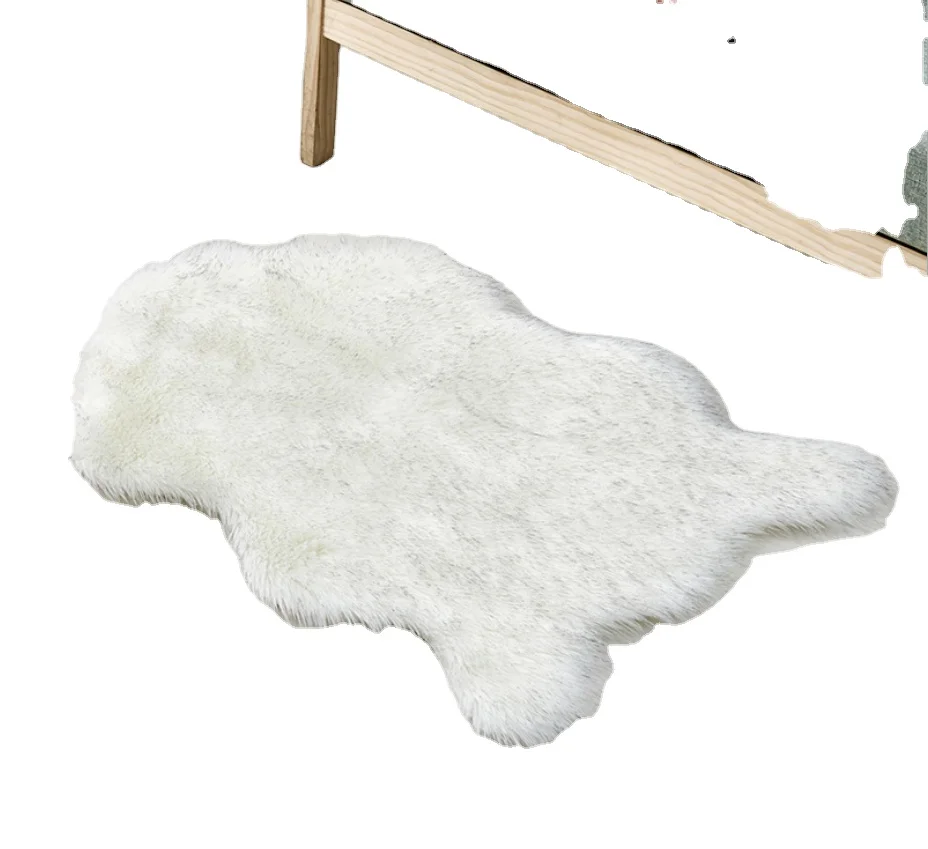 Faux Fur Rugs  Wool Imitation Sheepskin Rugs Faux Non Slip Bedroom Shaggy Carpet Mats For Living Room Decor