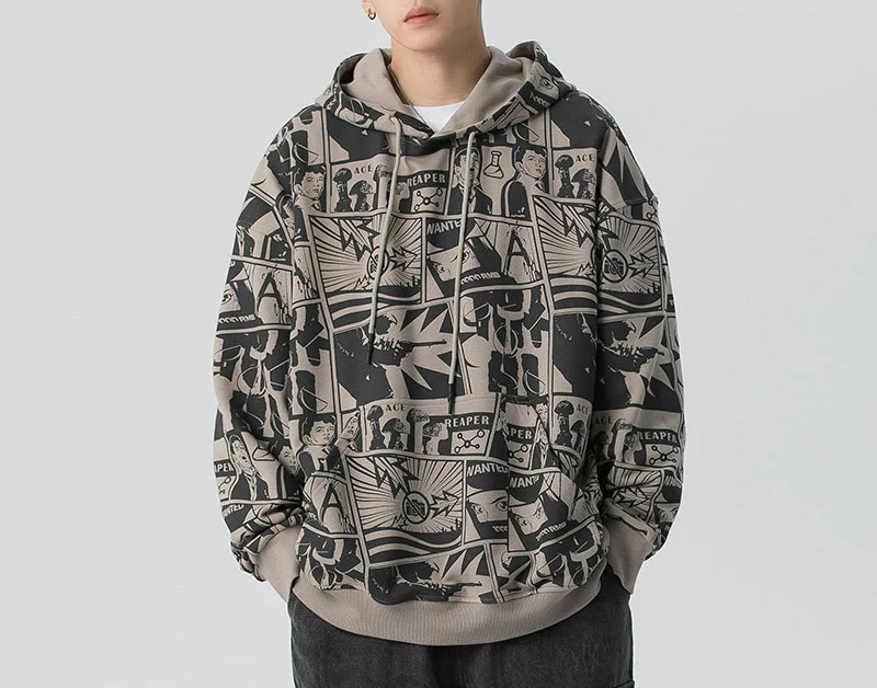 Custom Trendy Casual Hip Hop Draw String Big And Tall French Terry Camouflage Allover Print Men Hoodie