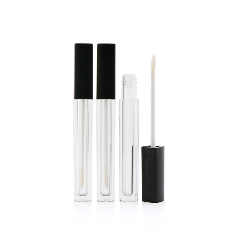 5ml 6ml 8ml empty matte black silver gold lipgloss packaging square lip gloss empty bottles