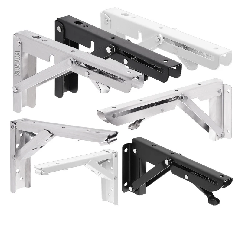 Wholesale Iron Stainless Steel Spring Wall Partition Storage Bracket Shelf Bracket Folding Metal Shelf Brackets