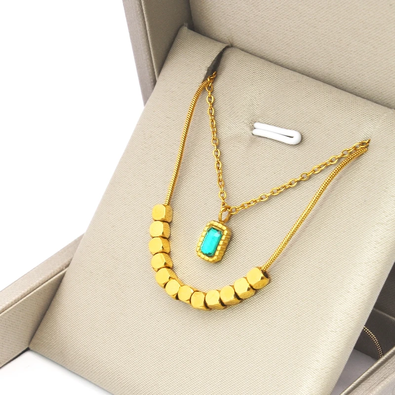 lucky heart necklace layered stainless steel 18k gold plated 3 layers herringbone snake chain necklace women chain necklaces