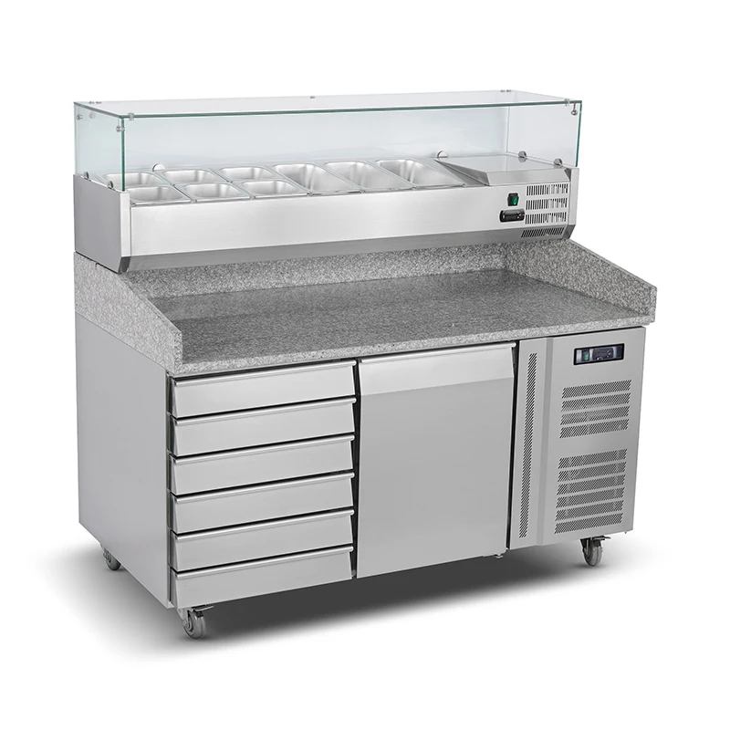 China Refrigeration Equipment Salad bar Cool bar/Sandwich,Salad preparation pizza counter refrigerator/marble pizza prep table