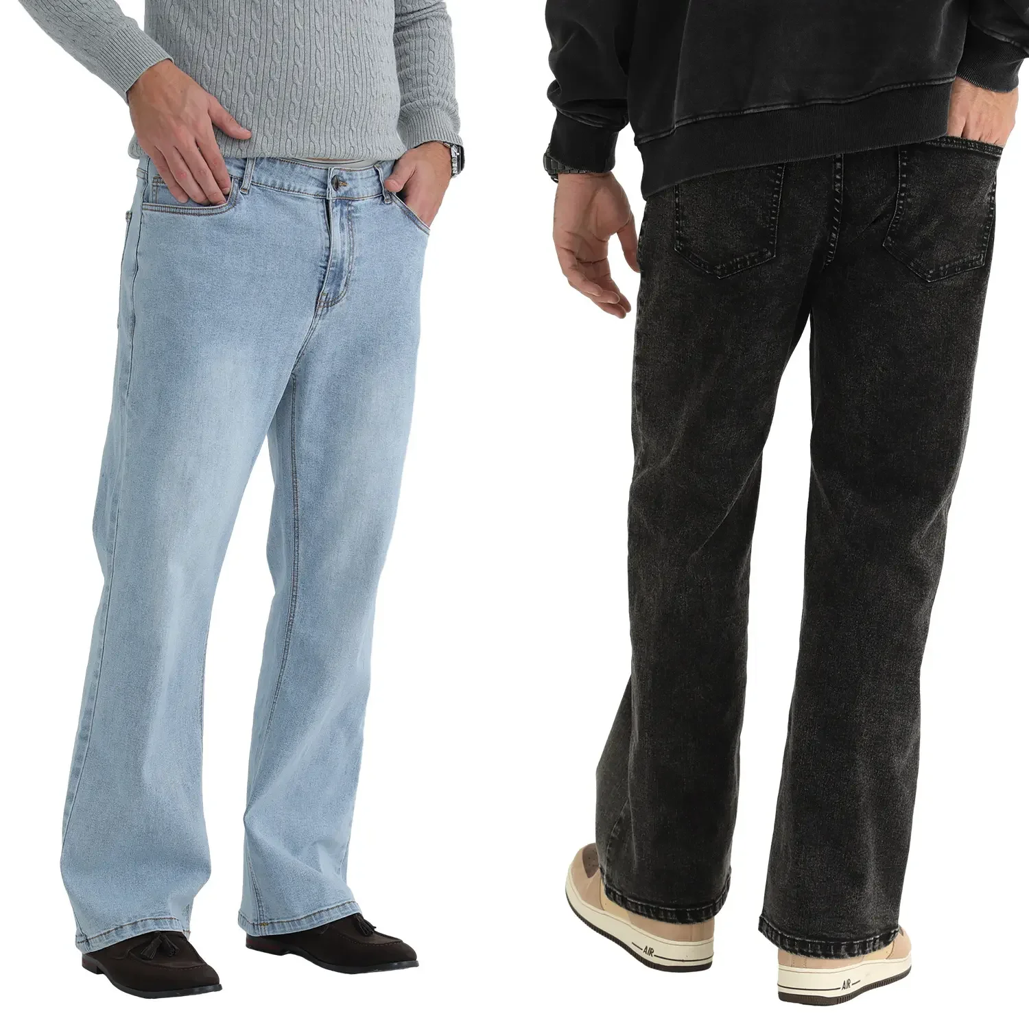 Custom Streetwear Wide Leg Jeans Vintage Denim Jeans Casual Straight Baggy Men Black Jeans Pants For Men