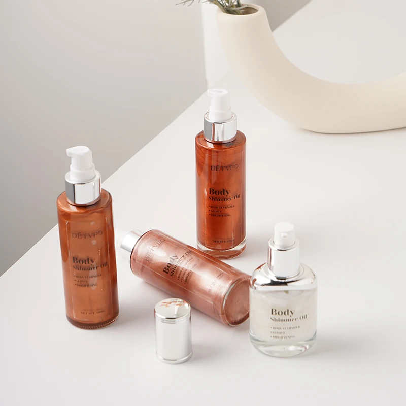 Tanning Shimmer Gold Moisturizing Gel Logo Shiny Oil Highlighter Makeup Glow Liquid Waterproof Gel Face Body Glitter